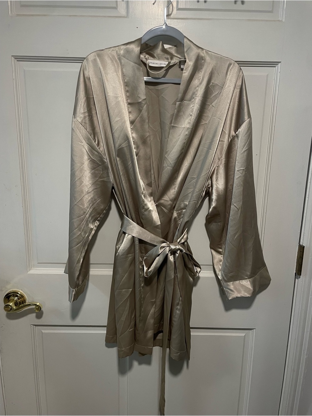 Victoria Secret Silky Champagne Satin Robe OS
